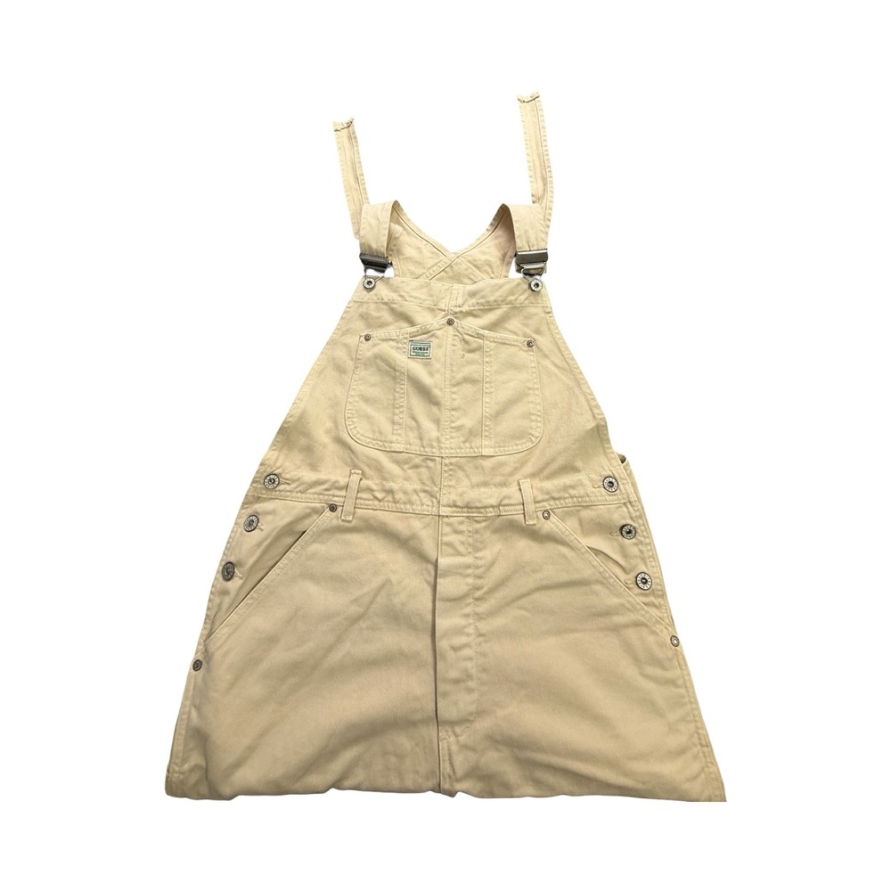 Guess Overalls Womens M 36x30 Tan Vintage 90s Cotton Utility Boho - Picture 4 of 15